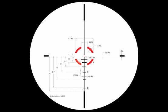 Credo 1-6x24 scope features MOA subtensions